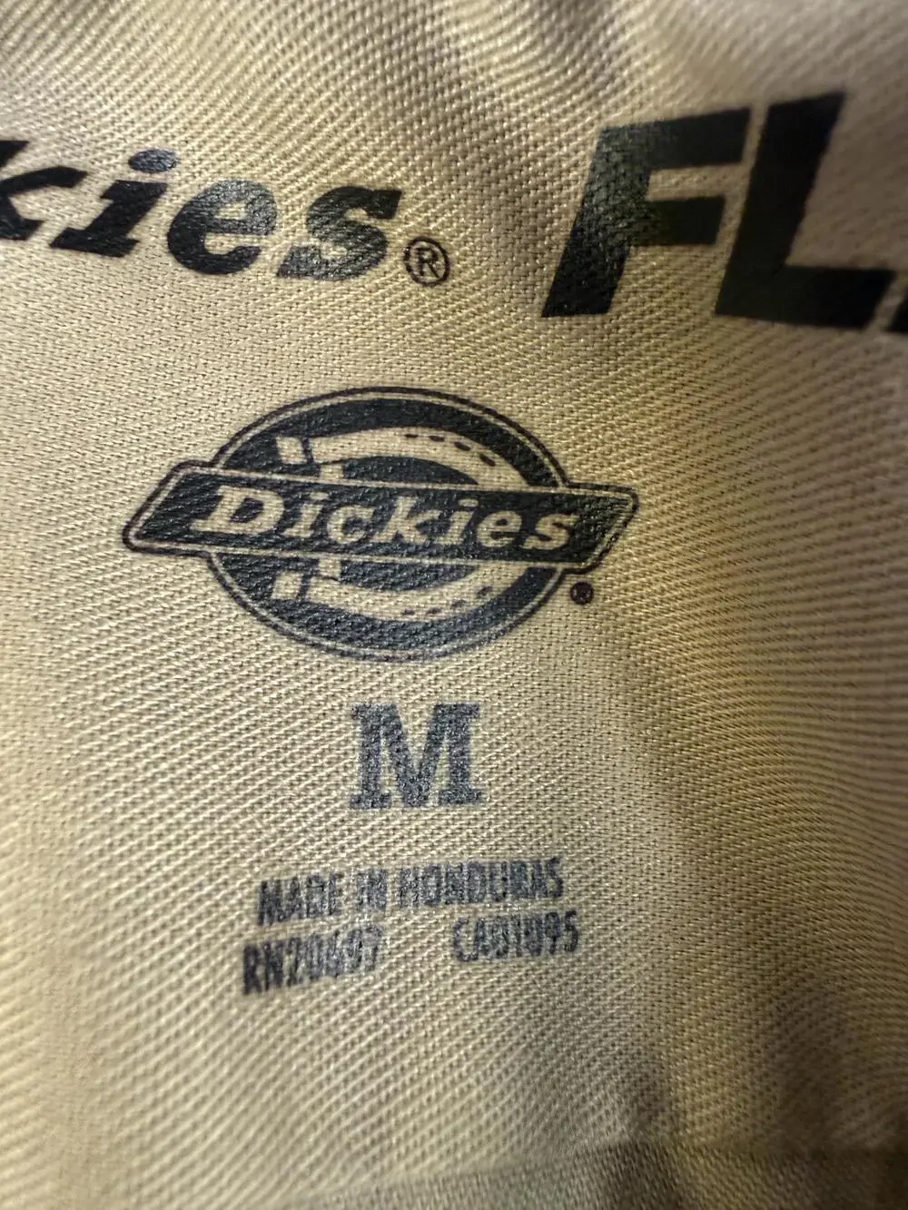 Dickies Shirt Mens Medium Beige Solid Long Sleeve Workwear Button Up Twill Flex